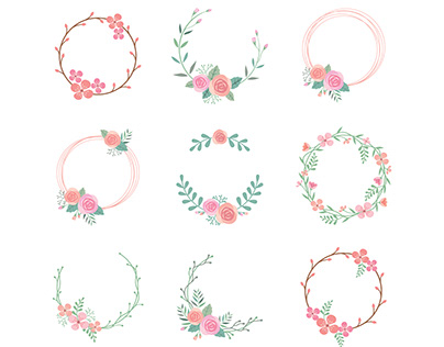 Floral circle frame set