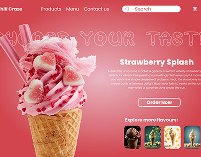 icecream web pages with hovering prototype