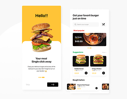 Food Delivery - Burger app design concept.