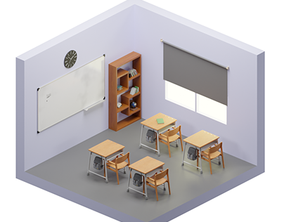 Isometric 3D Model - Classroom