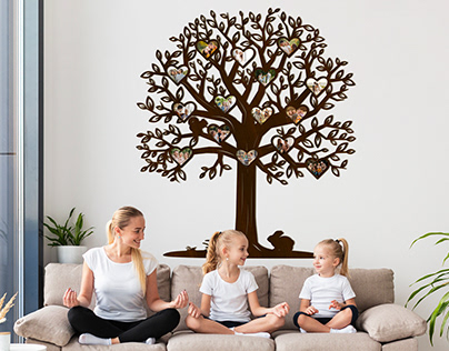 Design for laser cutting. Family Tree. Photo frame