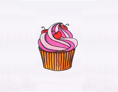SWEET AND SPICY PINK CUPCAKE EMBROIDERY DESIGN