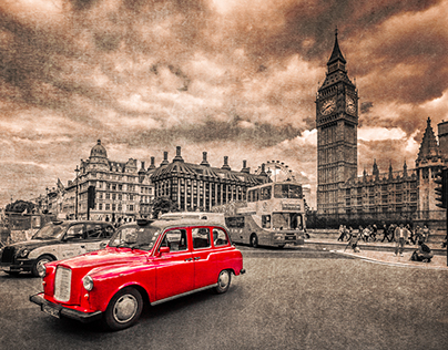 London Cityscapes (Sepia & Red)