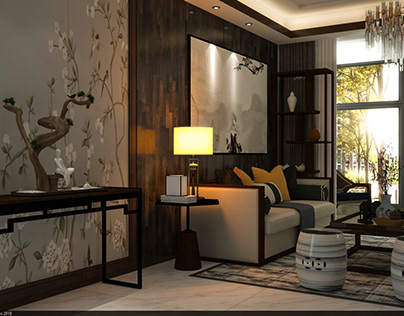 Living room Chinese VRAY 3.6 C4D R19