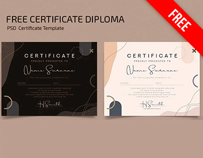 FREE CERTIFICATE DIPLOMA TEMPLATE IN PSD
