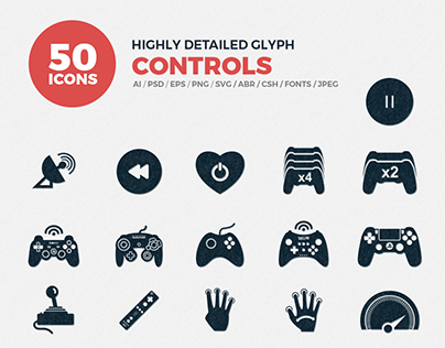 JI-Glyph Controls Icons Set
