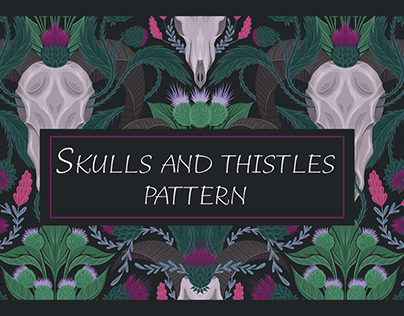 Skulls and thistles pattern