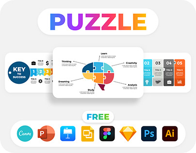 Free Puzzle Infographics. Pitch Deck Slide Templates.