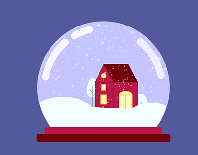 Glass Ball 2d Animation. Cozy Christmas Scene