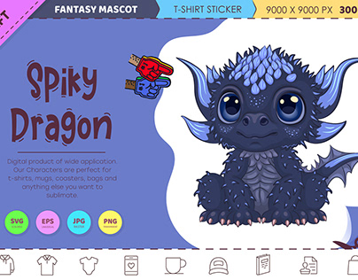 Cartoon spiky dragon.