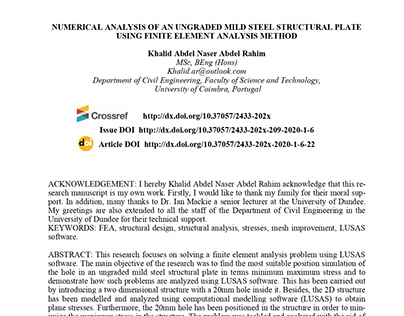 Numerical Analysis of an ungraded mild steel structural