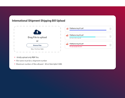 International Shipment Shipping Bill Upload
