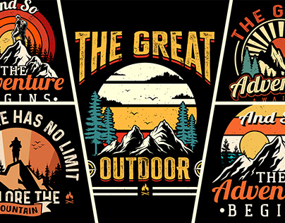 Custom Retro Vintage Hiking Adventure T-Shirt Design .