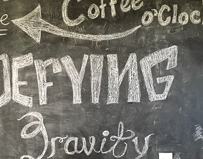 "Defying gravity" chalk board
