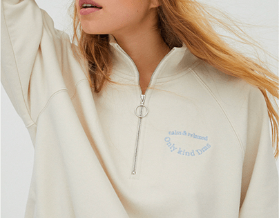 Zip sweatshirt with embroidery design for PULL & BEAR
