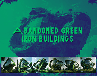 Abandoned green iron buildings - AI