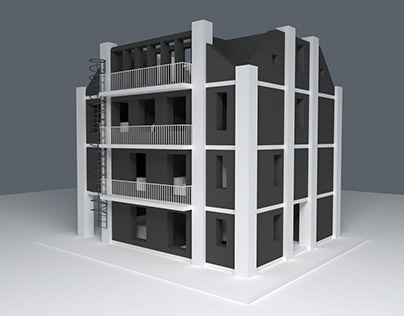 The plan of rooms in a four-apartment building.