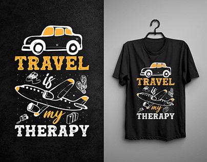 Travel Is My Therapy T-shirt Design, Custom T-shirts