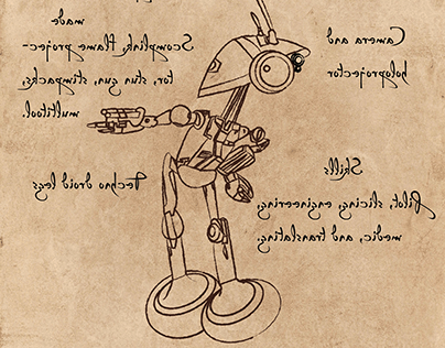 Leonardo Da Vinci sketch Star Wars pit droid