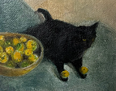 cat 4, oil painting on canvas 15x15cm