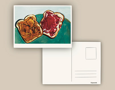 postcrossing postcard design watercolor, ink, digital