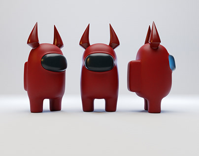 Among Us Devil Horns Character 3D Model