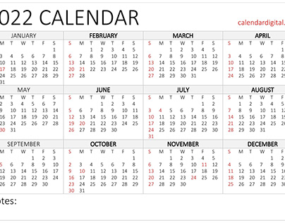 Printable 2022 Calendar