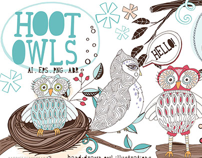 Hoot Owl Vector Illustrations
