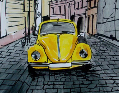 volkswagen beetle on the street in Cracow :))