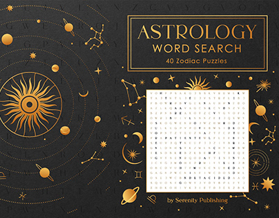 Book cover design. Astrology word search