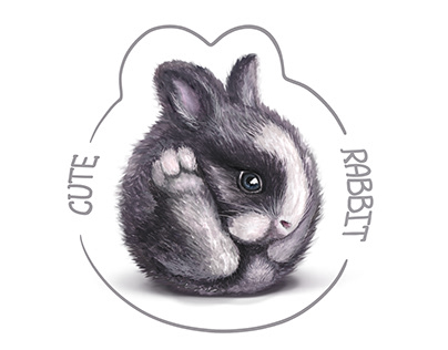 Grey baby rabbit png file