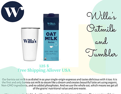 Willas Oat Milk and Tumbler | Barista Oatmeal Milk