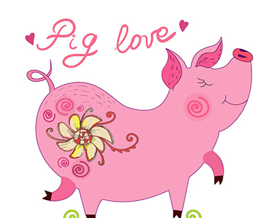 Pig Love. Cute illustration