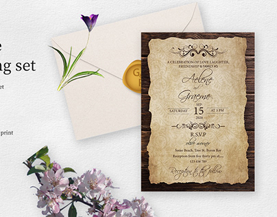 vintage /ruster wedding invitation card