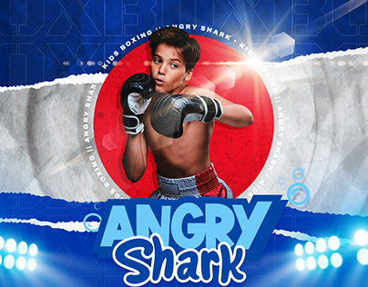 Angry Shark Kid Boxing Club Branding