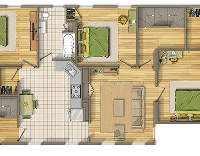 Floor plan 2D rendering in Hamden (CONNECTICUT) USA