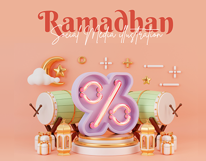 Ramadan Social Media 3D illustration