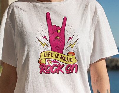 Rock on retro 80s t-shirt design