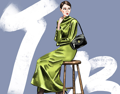 Fashion Illustration of Park Eunbin with Tory Burch💚