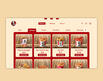 KFC Website Interface