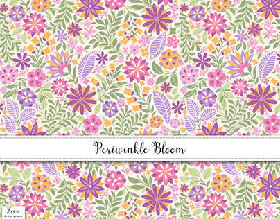 Periwinkles Bloom Textile Design