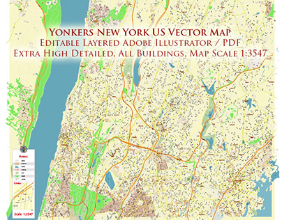 Yonkers NY Vector Map