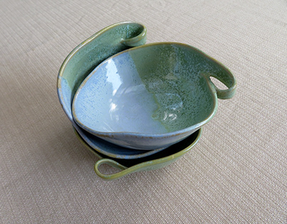 Organic-shaped ceramic bowls and cups