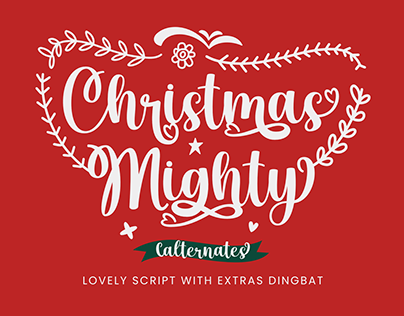 Christmas Mighty - Script Christmas with Extras Dingbat