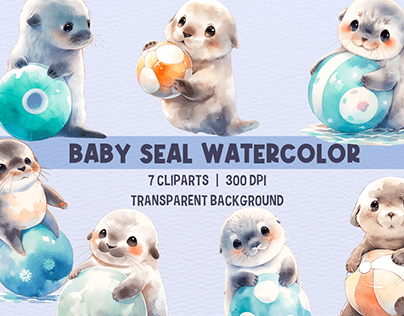 baby seal watercolor