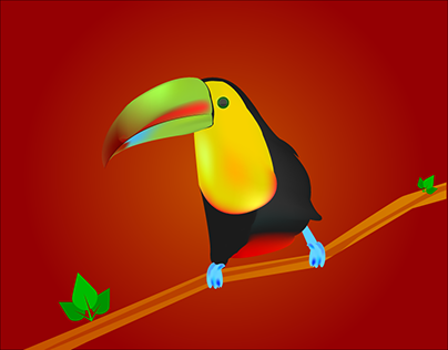 Illustration of Multicolor Toucan sitting in a tree