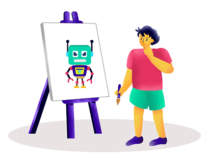 Robot from the portrait animation for social media