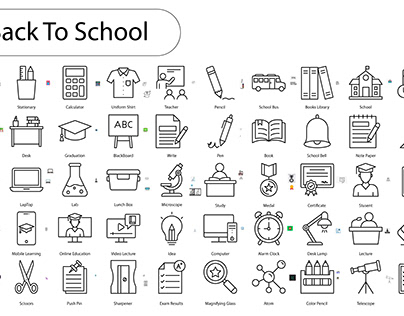Back To School ICons Pack 50 line icon