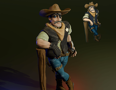 Game-ready 3D model Sheriff based on concept