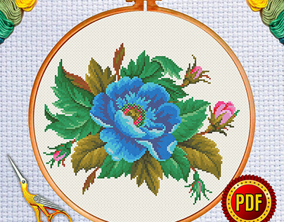 Elegant Flower Cross Stitch Pattern 16